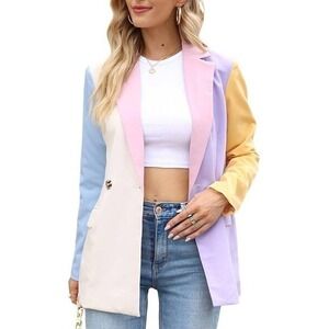 ARTFREE Womens Casual Blazer Button Outfits with Pockets Multicolor XS